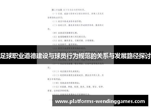 足球职业道德建设与球员行为规范的关系与发展路径探讨